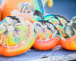 Turban squash create a magic still life of oranges and greens.