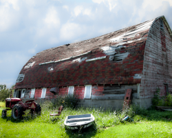 An aging Wisconsin dairy barn still hints of its glory days.