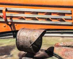 A Chevrolet truck's fender fades but its design lines shine.