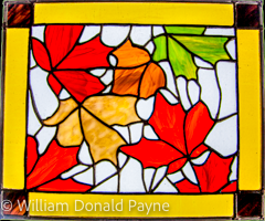Artisan copper foil stained glass art by Don Payne, 14 x 17 inches, $199