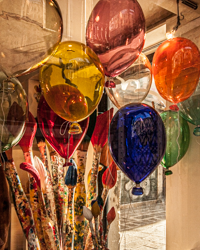 Exquisite glass balloons stage a party in this Venice shop.